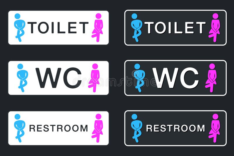 Muestra del WC para el lavabo Iconos de la placa de la puerta del retrete Hombres y mujeres Vec ilustración del vector Muestra del WC para el lavabo Iconos de la placa de la puerta del retrete Hombres y mujeres Vec ilustración del vector