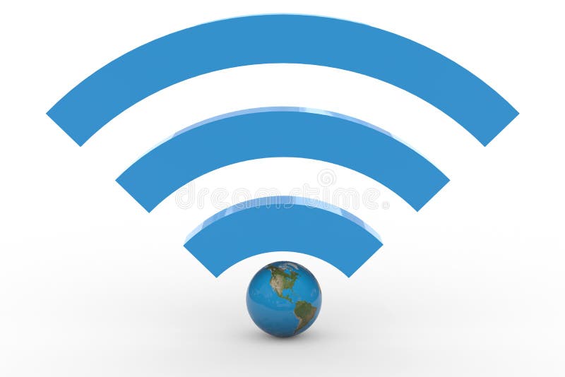 muestra del wifi 3D con el globo de la tierra. Alta señal. libre illustration muestra del wifi 3D con el globo de la tierra. Alta señal. libre illustration