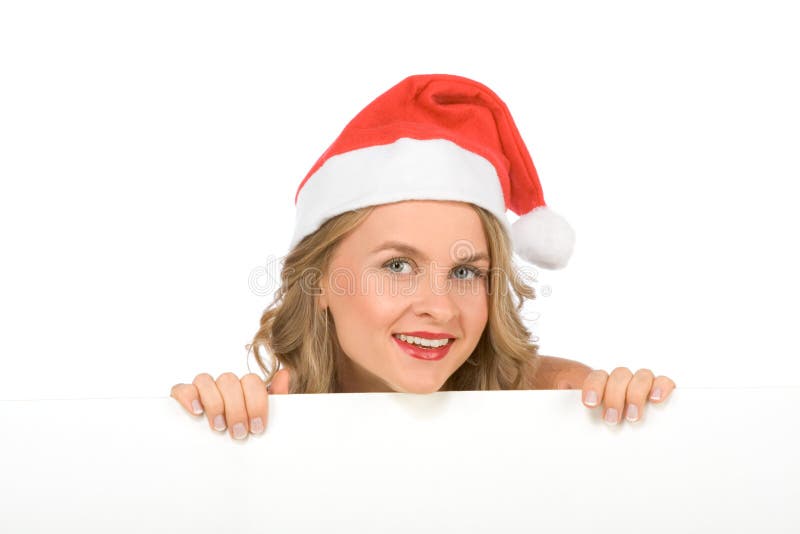 Muestra en blanco - señora Papá Noel (con el espacio de la copia) imágenes de archivo libres de regalías Muestra en blanco - señora Papá Noel (con el espacio de la copia) imágenes de archivo libres de regalías