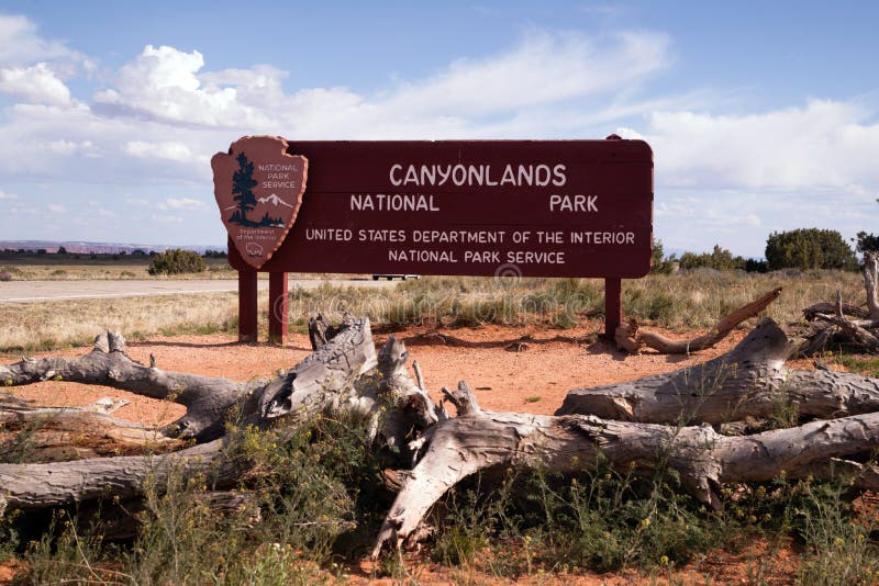 Muestra en la entrada al parque nacional de Canyonlands fotos de archivo Muestra en la entrada al parque nacional de Canyonlands fotos de archivo