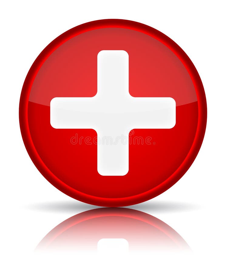 First aid medical button sign with reflection isolated on white. Vector illustration. First aid medical button sign with reflection isolated on white. Vector illustration