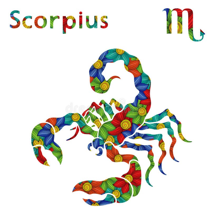 Muestra Scorpius del zodiaco con las flores estilizadas libre illustration Muestra Scorpius del zodiaco con las flores estilizadas libre illustration