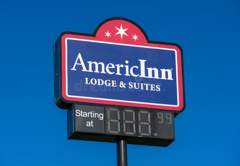 RAPID CITY, SD/USA - JUNE 1, 2017: AmericInn exterior sign and logo. AmericInn is an American hotel franchise in the United States. RAPID CITY, SD/USA - JUNE 1, 2017: AmericInn exterior sign and logo. AmericInn is an American hotel franchise in the United States.