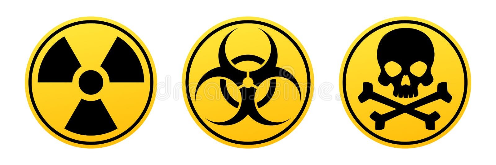 Muestras amarillas del vector del peligro Muestra de la radiación, muestra del Biohazard, muestra tóxica Muestras amarillas del vector del peligro Muestra de la radiación, muestra del Biohazard, muestra tóxica