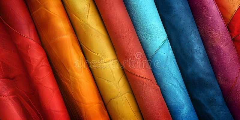 Muestras de cuero coloridas dobladas en pliegues diagonales ilustración del vector