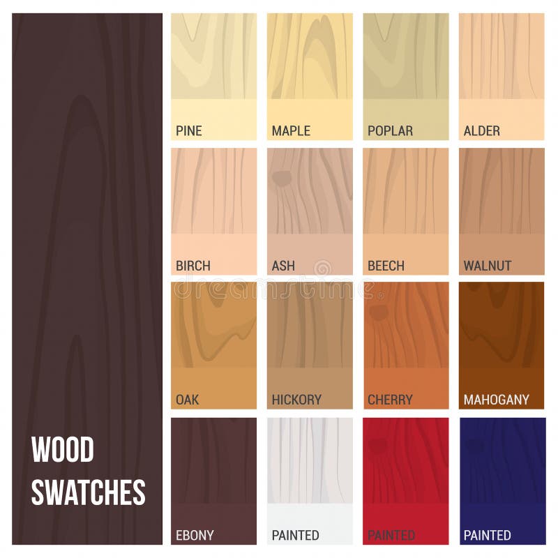 Wood swatches color set with different material and finishing types. Wood swatches color set with different material and finishing types