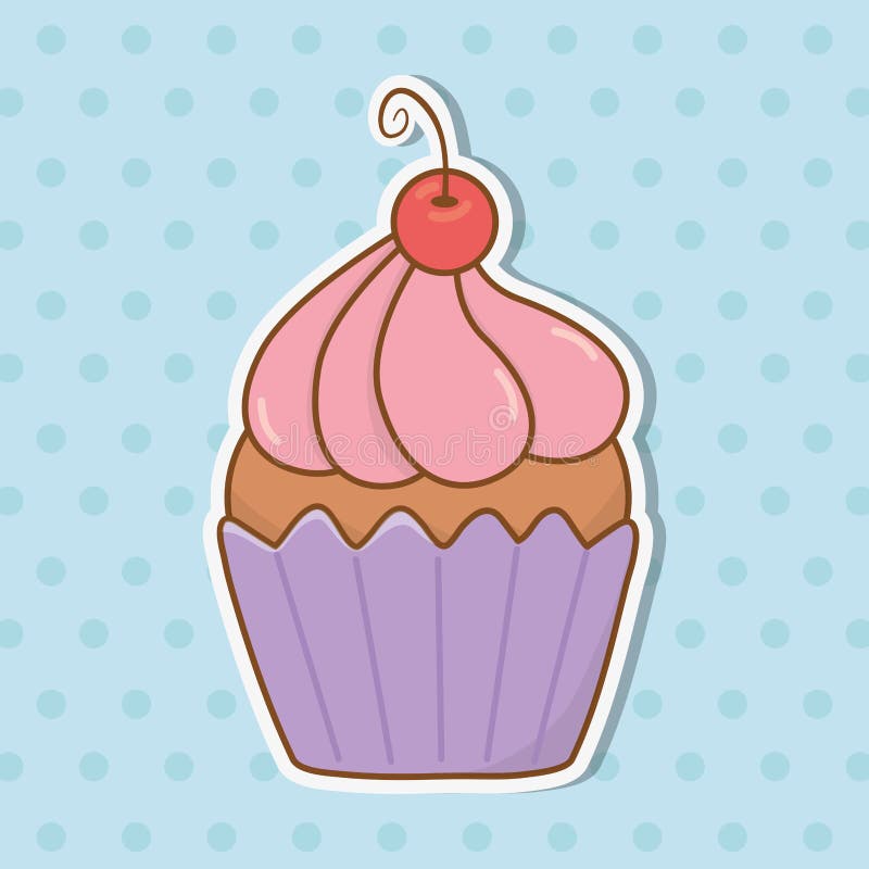 Download Muffin with cherry stock vector. Illustration of sugar ...