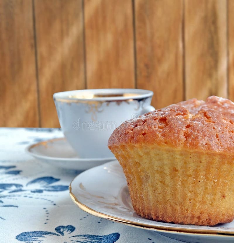 Muffin and a Cup of Coffee on a Table Close Up Stock Image Image of