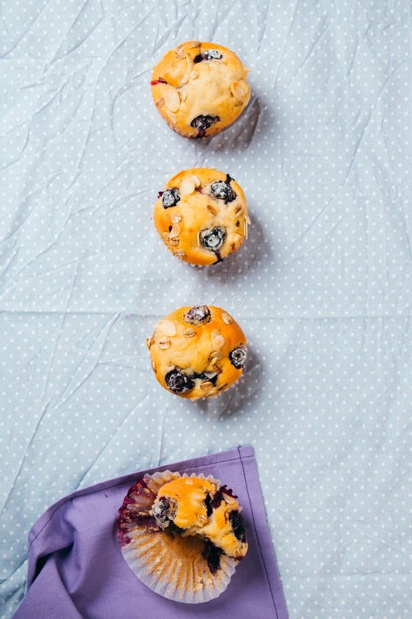 Muffin de blueberry em seguido foto de stock royalty free