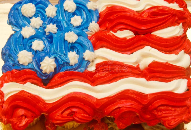 Fourth of July Cupcakes with Red White and Blue Icing. Fourth of July Cupcakes with Red White and Blue Icing