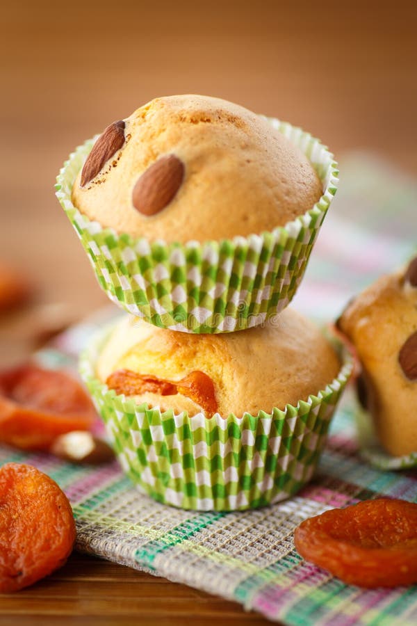Muffins with Almonds and Dried Apricots Stock Image Image of aromatic