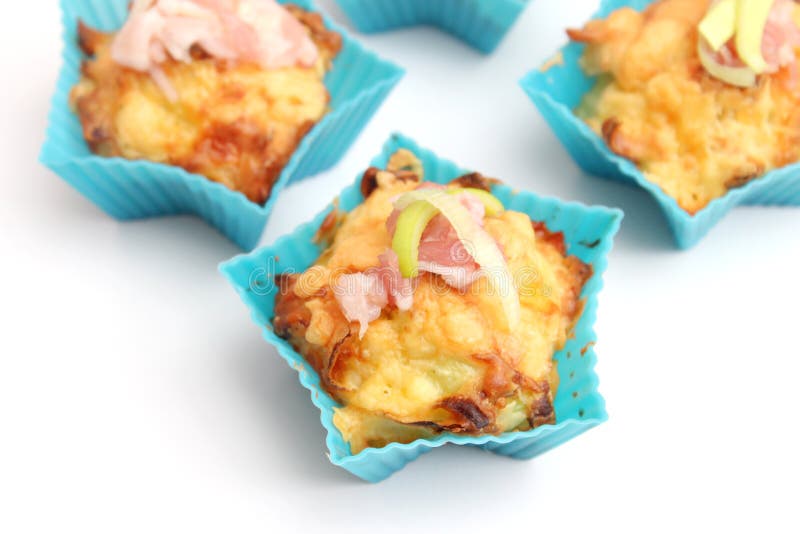 Muffins with Bacon and Leek Stock Photo Image of leak, cheese 38780536