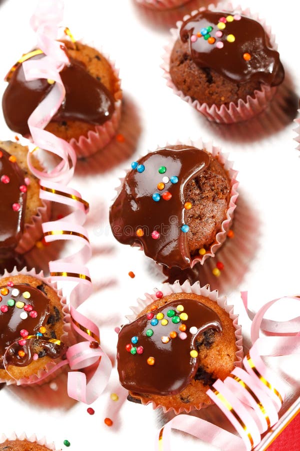 Muffins with chocolate stock photo