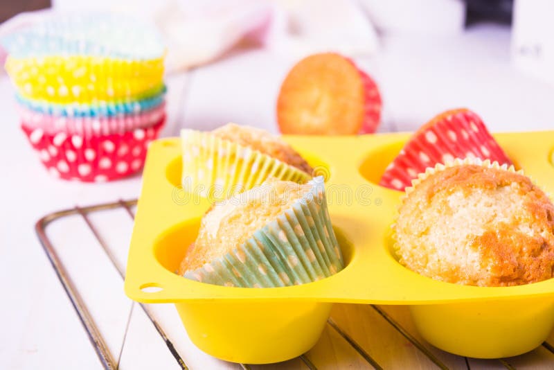 Muffins in Silicon Form in Baking Pan Stock Photo Image of gourmet