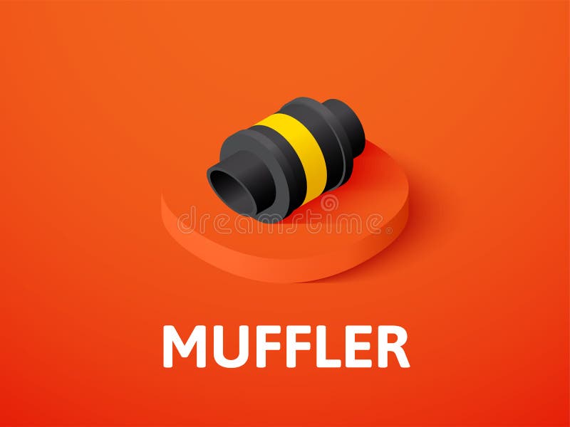 Muffler Isometric Icon, Isolated on Color Background Stock Vector