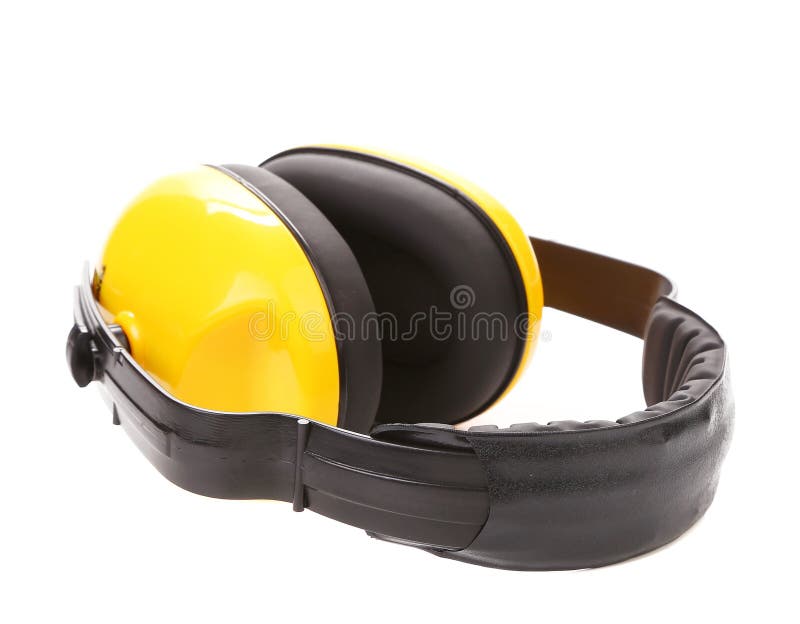 Protetores auriculares amarelos imagem de stock