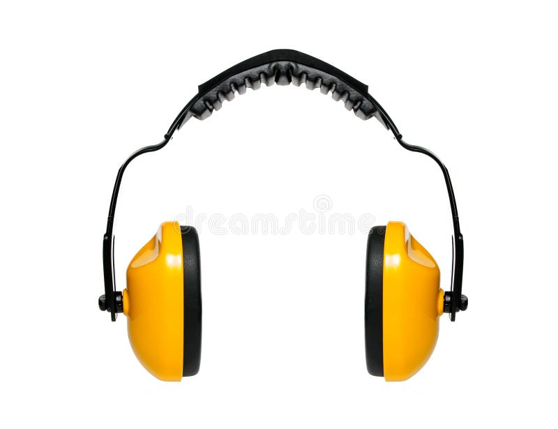 Protetores auriculares com fundo branco imagens de stock royalty free