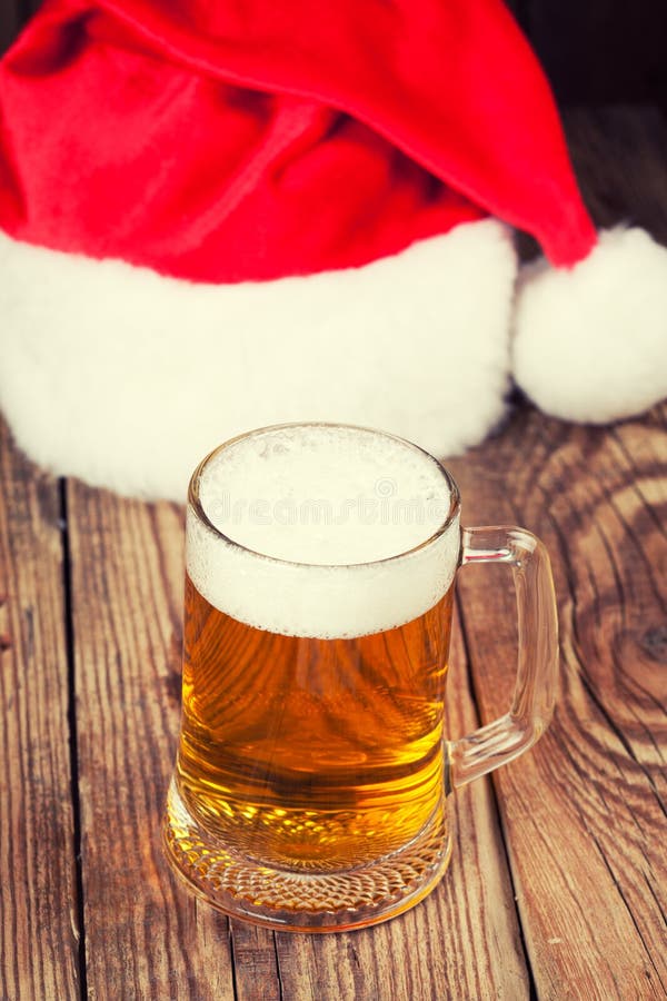 Mug of Beer with Santa S Hat Stock Photo Image of holiday, christmas 36377382
