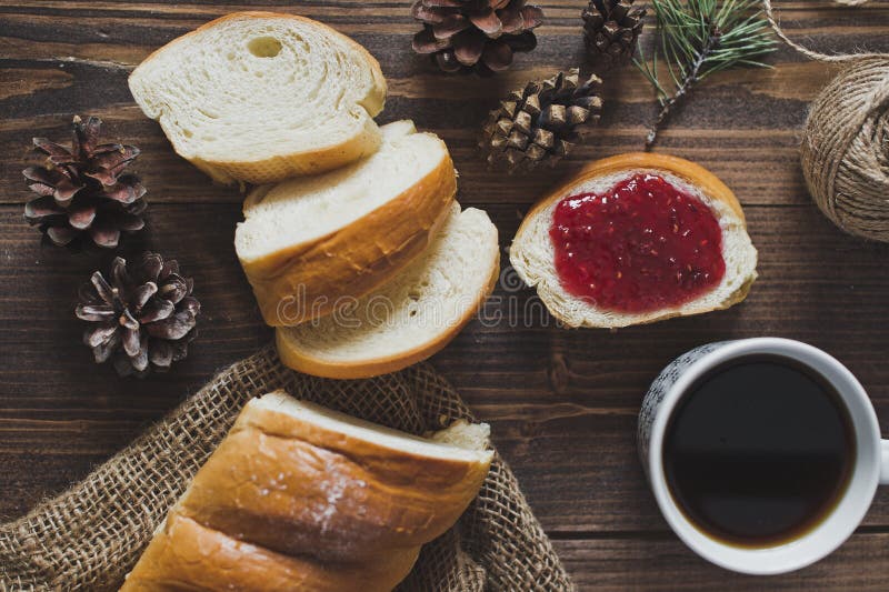 The Table with Coffee and Bread with Jam 5088. Stock Image Image of