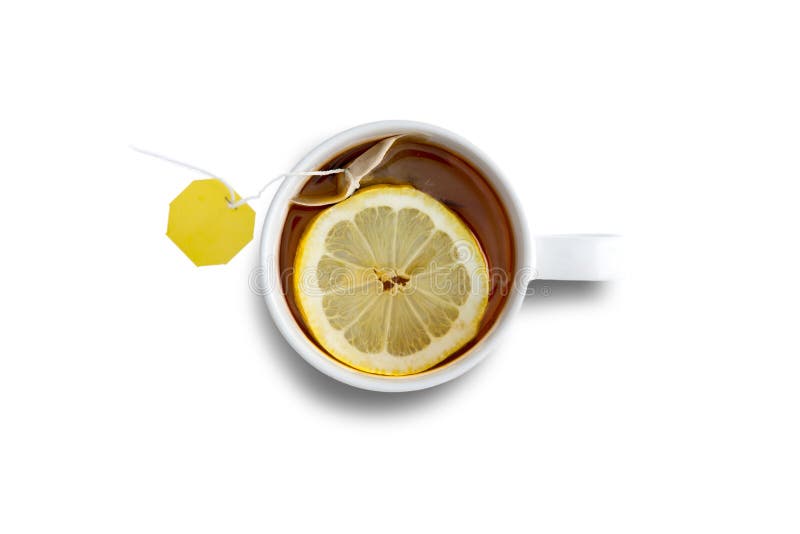 Mug of fresh black tea with lemon
