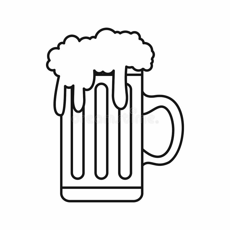 Mug Full Of Beer Icon, Outline Style Stock Vector Illustration of