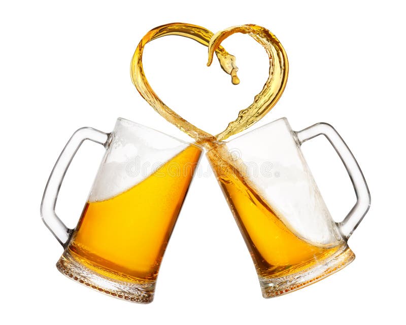 Mugs of beer with splash