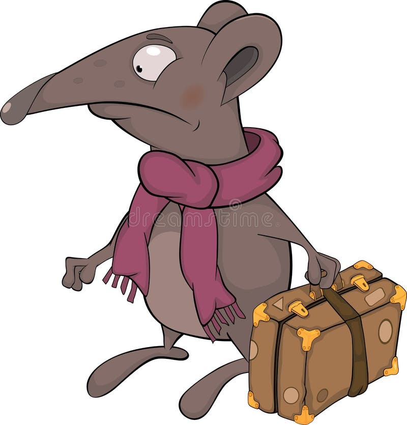 Muis en een koffer stock illustratie Muis en een koffer stock illustratie