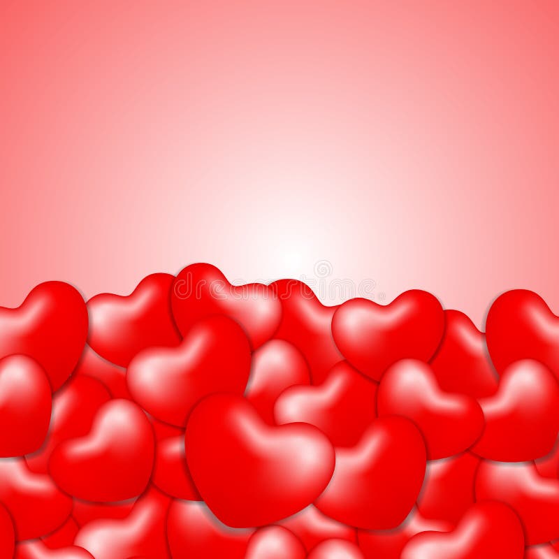 Muitos corações dão forma à cor vermelha no fundo vermelho cor-de-rosa macio para Valentim do espaço da cópia amam o cartã ilustração do vetor Muitos corações dão forma à cor vermelha no fundo vermelho cor-de-rosa macio para Valentim do espaço da cópia amam o cartã ilustração do vetor
