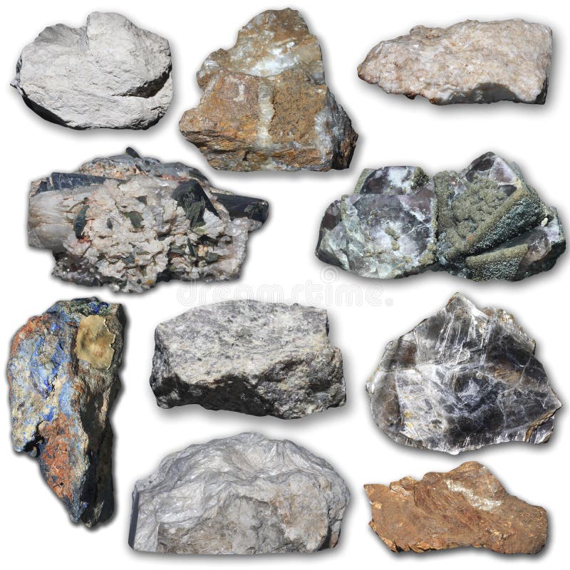 Muitos Minerais Em Um Fundo Branco