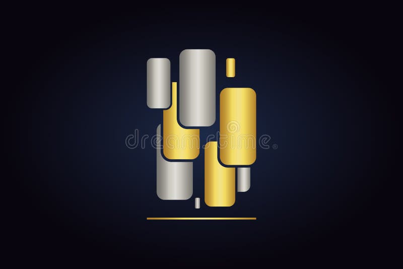 Muitos ractangles arredondados Formas abstratas nas cores de prata e douradas ilustração stock Muitos ractangles arredondados Formas abstratas nas cores de prata e douradas ilustração stock