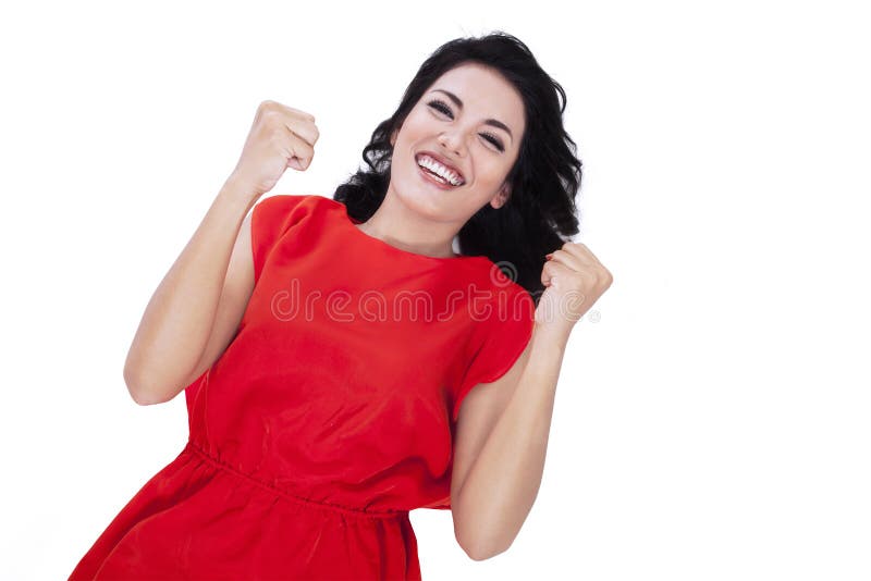 Mujer asiática feliz - aislada fotos de archivo