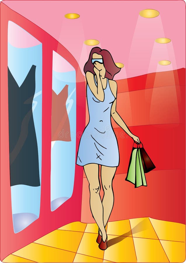 Mujer atractiva que hace compras ilustración del vector