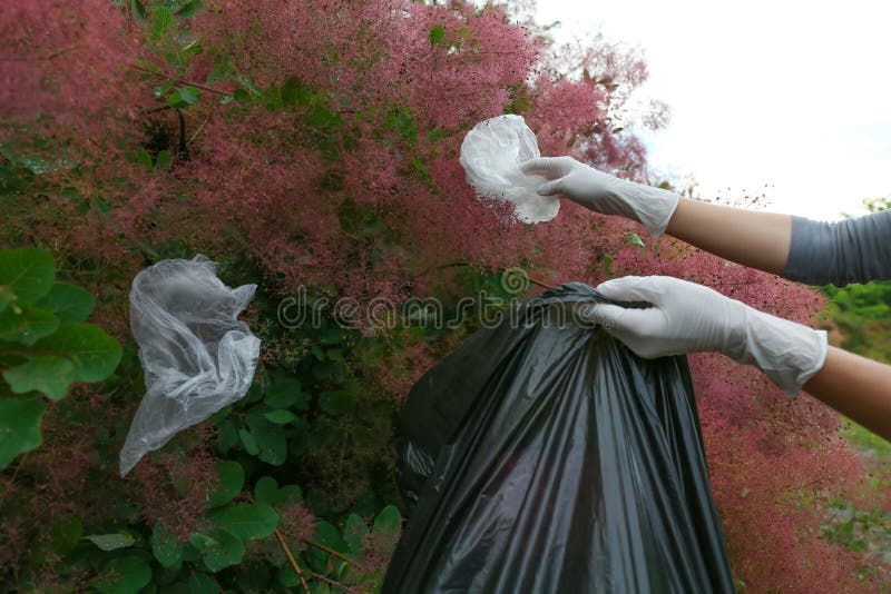 Cubo De La Basura Con Basura En El Fondo Blanco Imagen de archivo