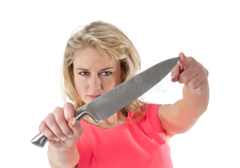 Mujer con el cuchillo fotos de archivo libres de regalías Mujer con el cuchillo fotos de archivo libres de regalías
