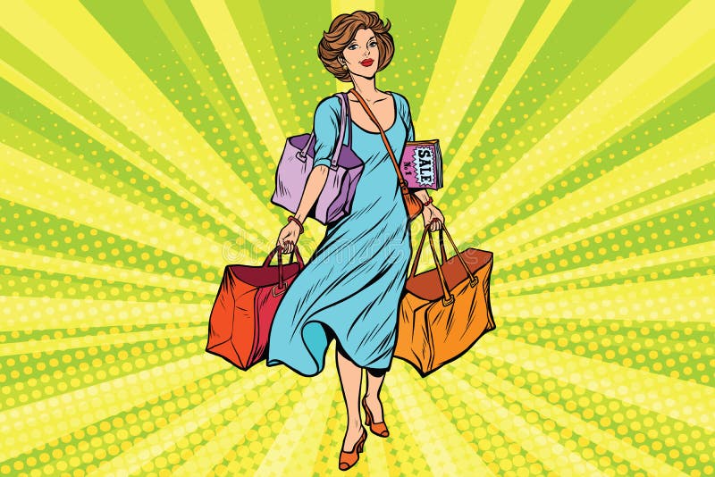 Mujer con los panieres vacíos stock de ilustración Mujer con los panieres vacíos stock de ilustración