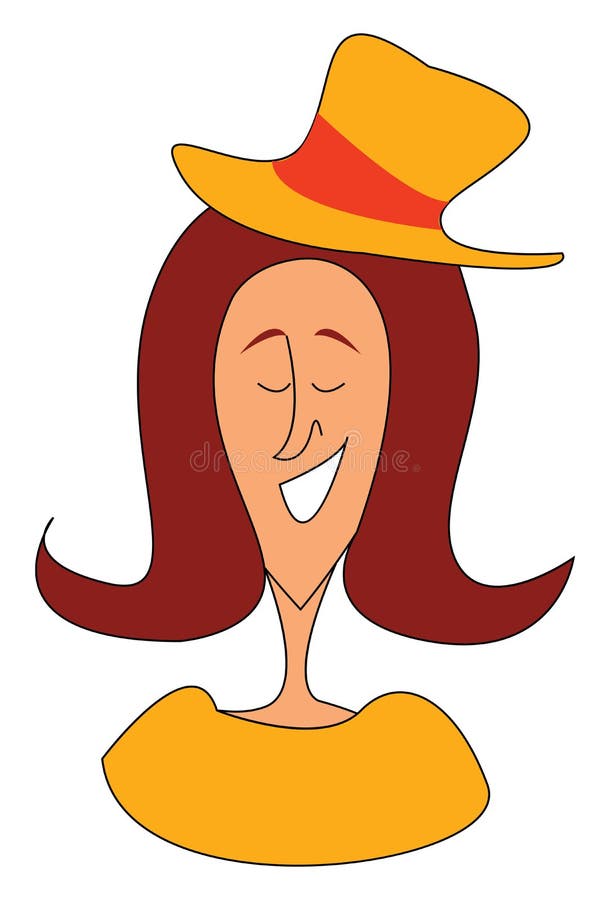 Mujer con sombrero amarillo. Mujer usando sombrero amarillo o dibujo