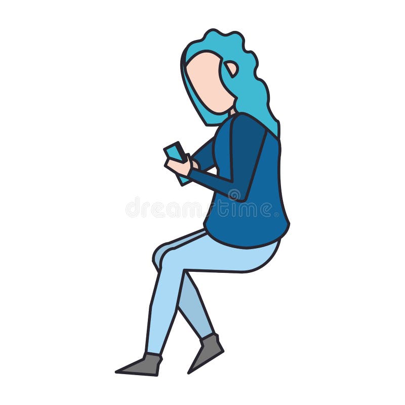 Mujer con un icono aislado del smartphone libre illustration Mujer con un icono aislado del smartphone libre illustration