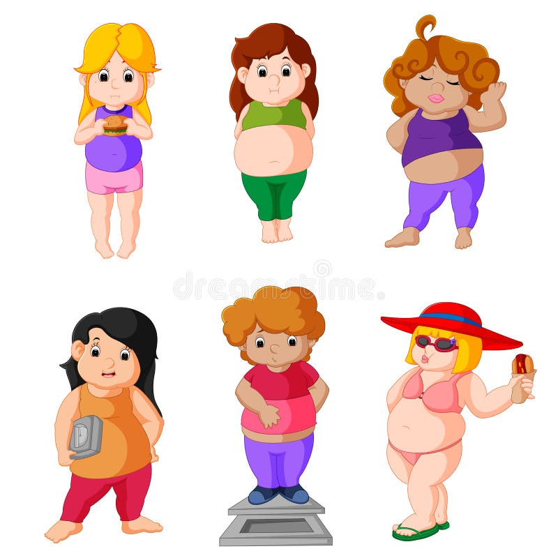 Illustration of Cartoon Fat woman. Illustration of Cartoon Fat woman