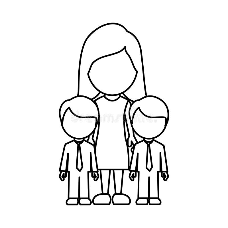 silhouette woman her boys twins icon, illustraction design. silhouette woman her boys twins icon, illustraction design