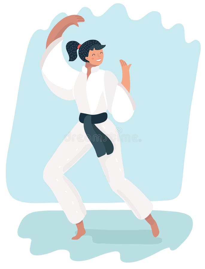 Mujer de los artes marciales en karate excercising del kimono libre illustration Mujer de los artes marciales en karate excercising del kimono libre illustration
