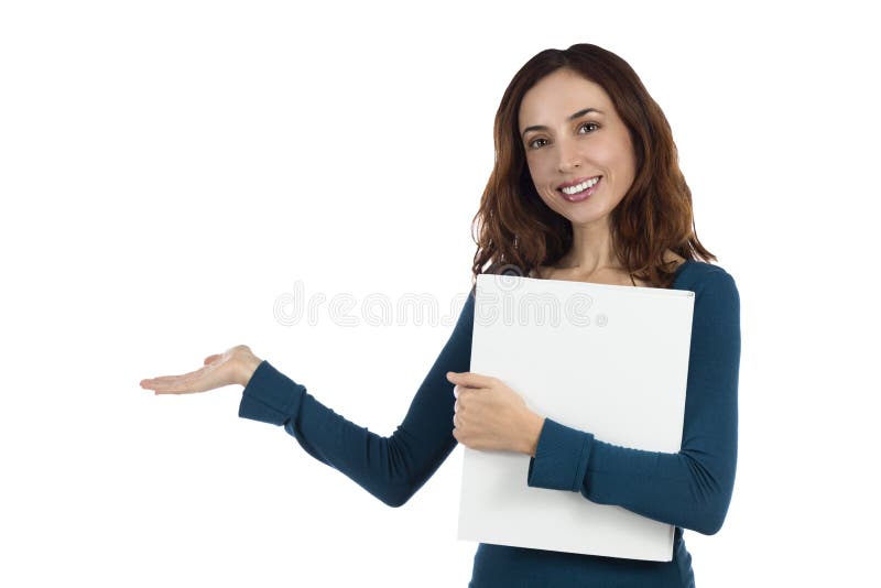 Download Mujer De Negocios Atractiva Que Muestra El Espacio De La Copia Foto de archivo - Imagen de welcoming, primer: 44852968