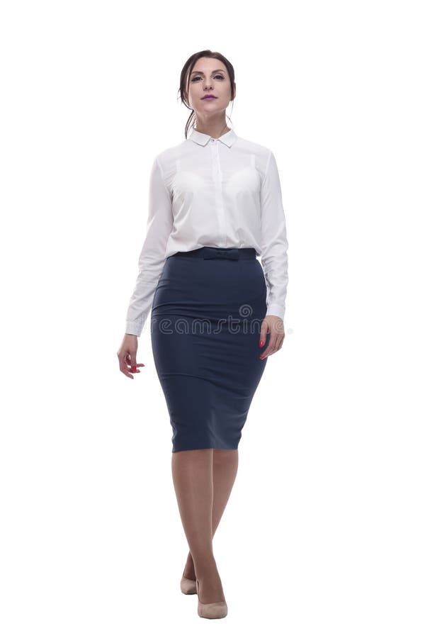 Mujer De Negocios Con Blusa Blanca Y Falda Negra Avanzando. de archivo - Imagen de fashionable, elegante: 216774240