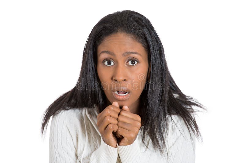 Mujer de negocios de mirada divertida ansiosa subrayada imagenes de archivo Mujer de negocios de mirada divertida ansiosa subrayada imagenes de archivo