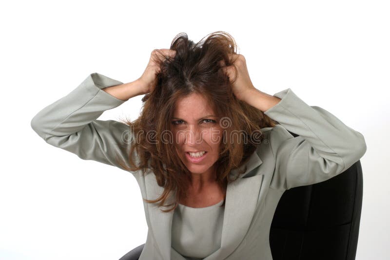 Mujer de negocios frustrada que saca su pelo 2 imagenes de archivo Mujer de negocios frustrada que saca su pelo 2 imagenes de archivo