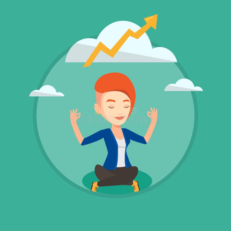 Mujer de negocios pacífica que hace yoga ilustración del vector Mujer de negocios pacífica que hace yoga ilustración del vector