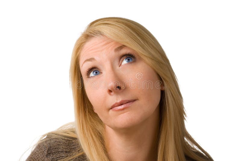 Mujer de pensamiento de la idea foto de archivo Mujer de pensamiento de la idea foto de archivo