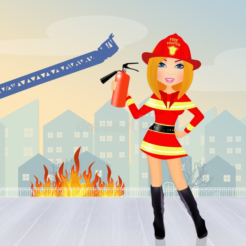 Mujer del bombero stock de ilustración. Ilustración de casco - 94758266 Mujer del bombero stock de ilustración. Ilustración de casco - 94758266