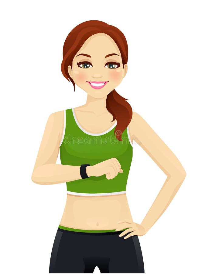 Mujer del deporte con el reloj elegante ilustración del vector Mujer del deporte con el reloj elegante ilustración del vector