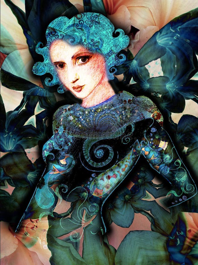 Mujer del extracto del arte de Digitaces stock de ilustración Mujer del extracto del arte de Digitaces stock de ilustración