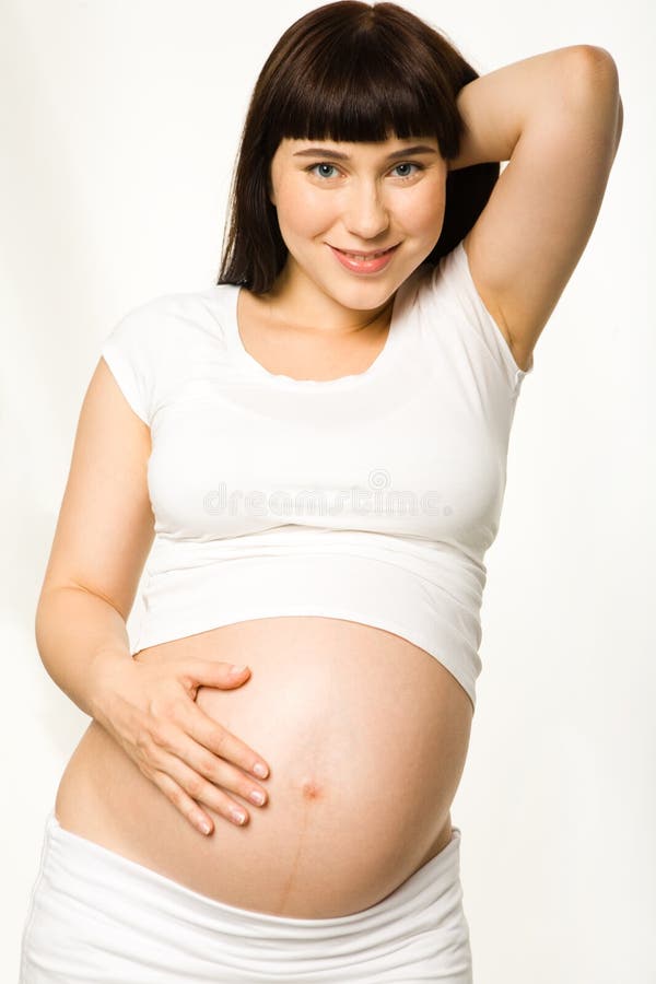 Mujer Embarazada En Bikini Negro Imagen de archivo Imagen de aislado